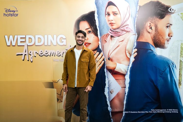 Aktor Refal Hady dalam konferensi pers Wedding Agreement The Series, Jumat (25/3/2022).