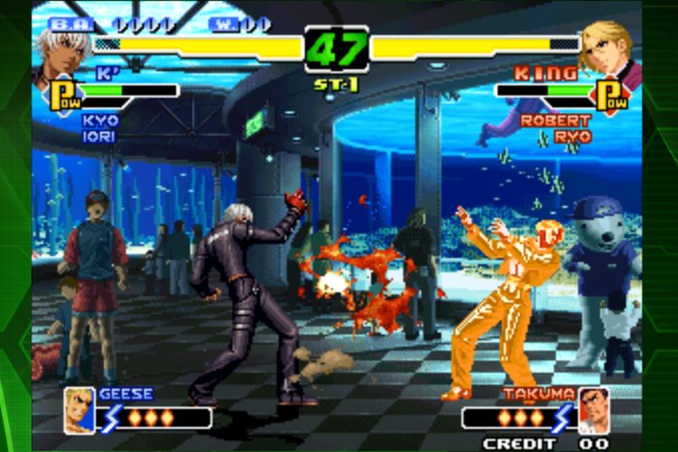 Ilustrasi gameplay game KOF 2000 ACA NEOGEO yang hadir di Android dan iOS.