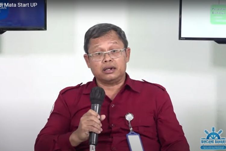 Direktur Perbenihan Direktorat Jenderal Perikanan Budidaya KKP Nono Hartanto dalam konferensi pers, Kamis (22/9/2022).