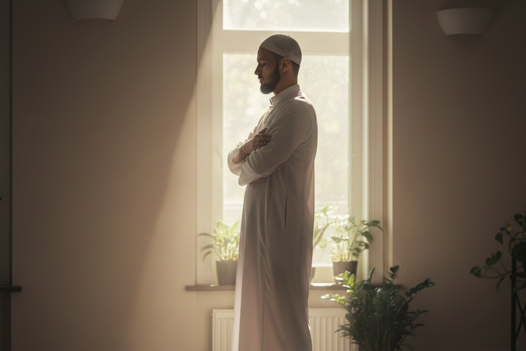 Ilustrasi orang sedang mengerjakan shalat dhuha