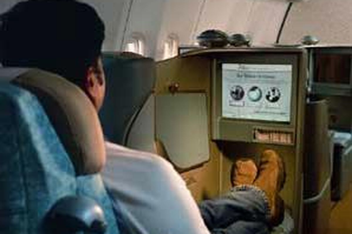 Kabin kelas bisnis Etihad Airways.