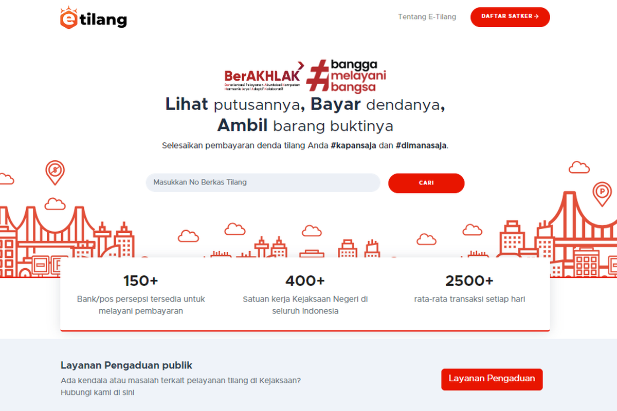 Tangkapan layar e tilang kejaksaan. Cara mendapatkan kode billing untuk membayar denda tilang.