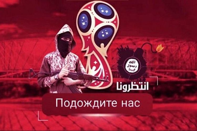 Sebuah foto yang dirilis ISIS ke media sosial menampilkan ancaman terhadap perhelatan Piala Dunia 2018 di Rusia.