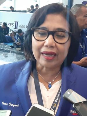 Ketua DPP Nasdem Irma Suryani Chaniago di sela Kongres II Partai Nasdem yang berlangsung di JIExpo Kemayoran, Jakarta, Sabtu (9/11/2019).