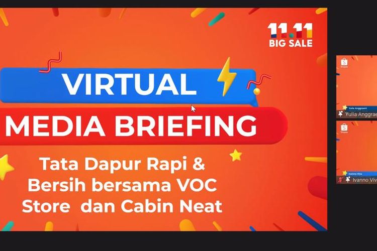 Tangkapan layar acara Tata Dapur Rapi dan Bersih bersama VOC Store dan Cabing Heat di Shopee 11.11 Big Sale, Selasa (1/11/2022).