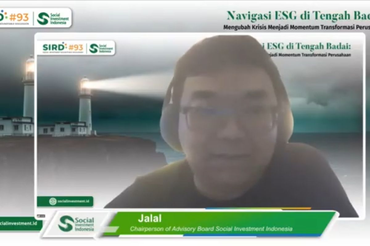Chairperson of Advisory Board Social Investment Indonesia, Jalal, dalam webinar Navigasi ESG di Tengah Badai: Mengubah Krisis Menjadi Momentum Transformasi Perusahaan, pada Jumat (27/2/2026)..