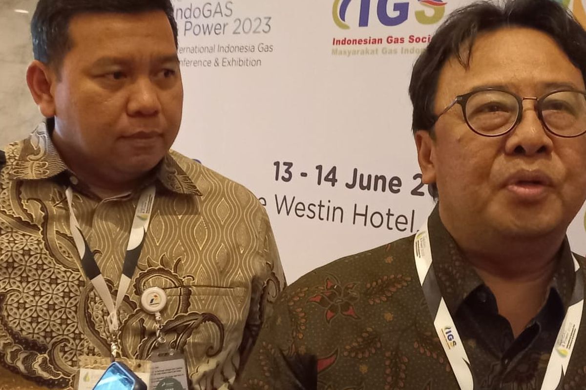 Aris Mulya Azof, Chairman Indonesia Gas Society (IGS), pada acara 10th Indogas and Power 2023: Indonesia Gas Conference and Exhibition di Hotel Westin, Jakarta, Selasa (13/6/2023).
