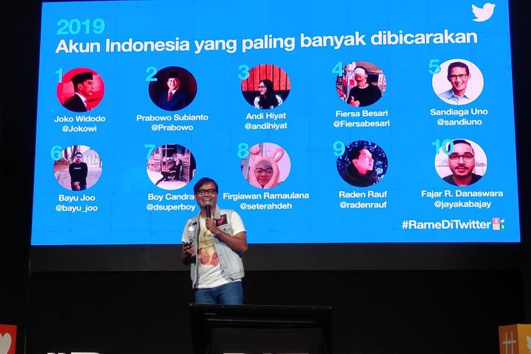 Soleh Solihun membacakan akun Indonesia yang paling banyak dibicarakan sepanjang 2019.