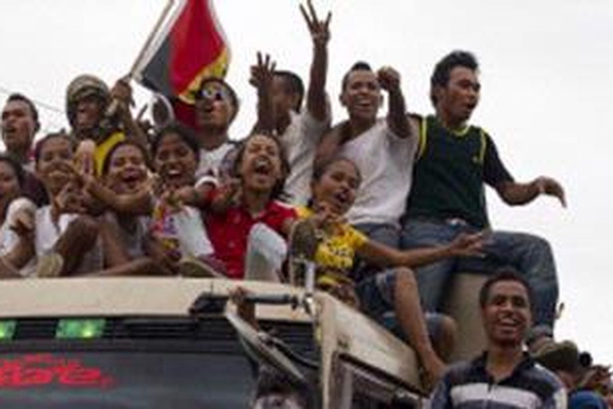 Antusiasme pemilih muda pada masa kampanye pemilu presiden Timor Leste.