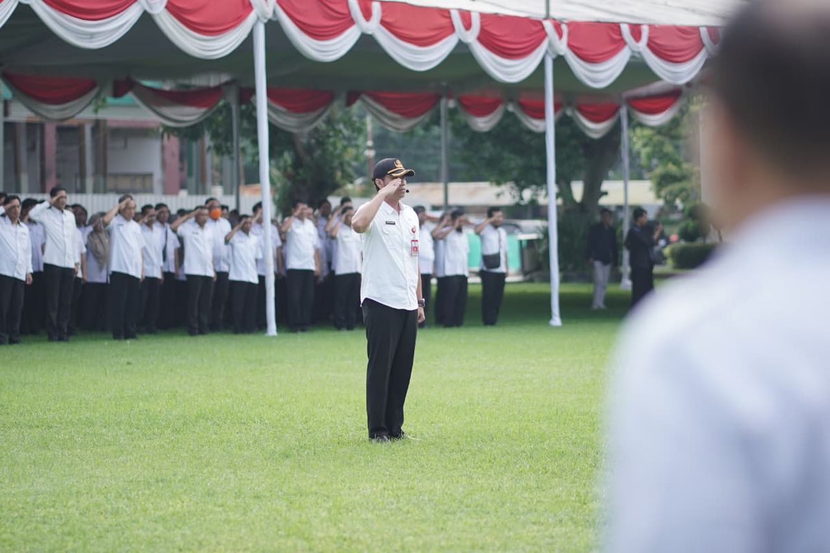 Apel Besar ASN Pemkab Kediri di halaman belakang Kantor Pemkab Kediri, Rabu (25/3/2026).