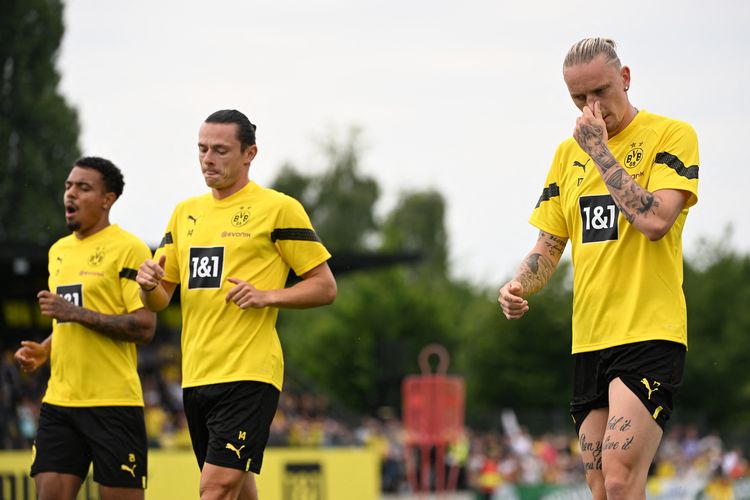 Para pemain Borussia Dortmund saat menjalani latihan pada 29 Juni 2022. 