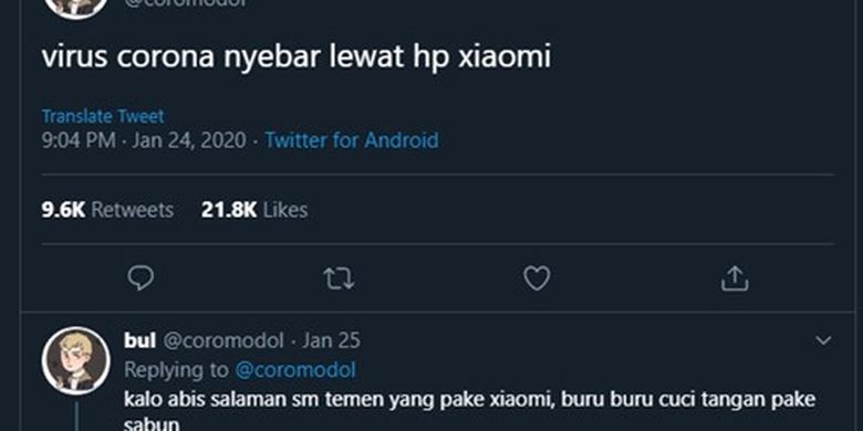 Viral Berita Hoax Soal Virus Corona, Ditularkan Via HP Xiaomi & Konspirasi Virus Sengaja Disebarkan