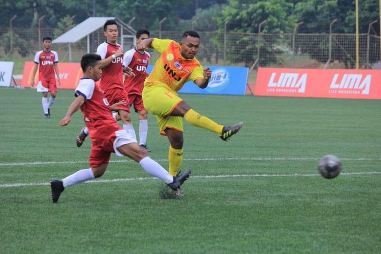 Juara bertahan LIMA Football musim  lalu, UNJ  sukses membuat hujan gol dengan skor 8-1 atas tim kampus asal Karawaci, UPH tersebut.