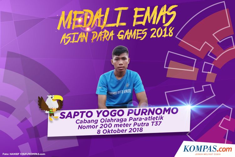 Sapto Yogo Purnomo, meraih medali emas dari cabang olahra Para-atletik nomor 200 meter putra T37.