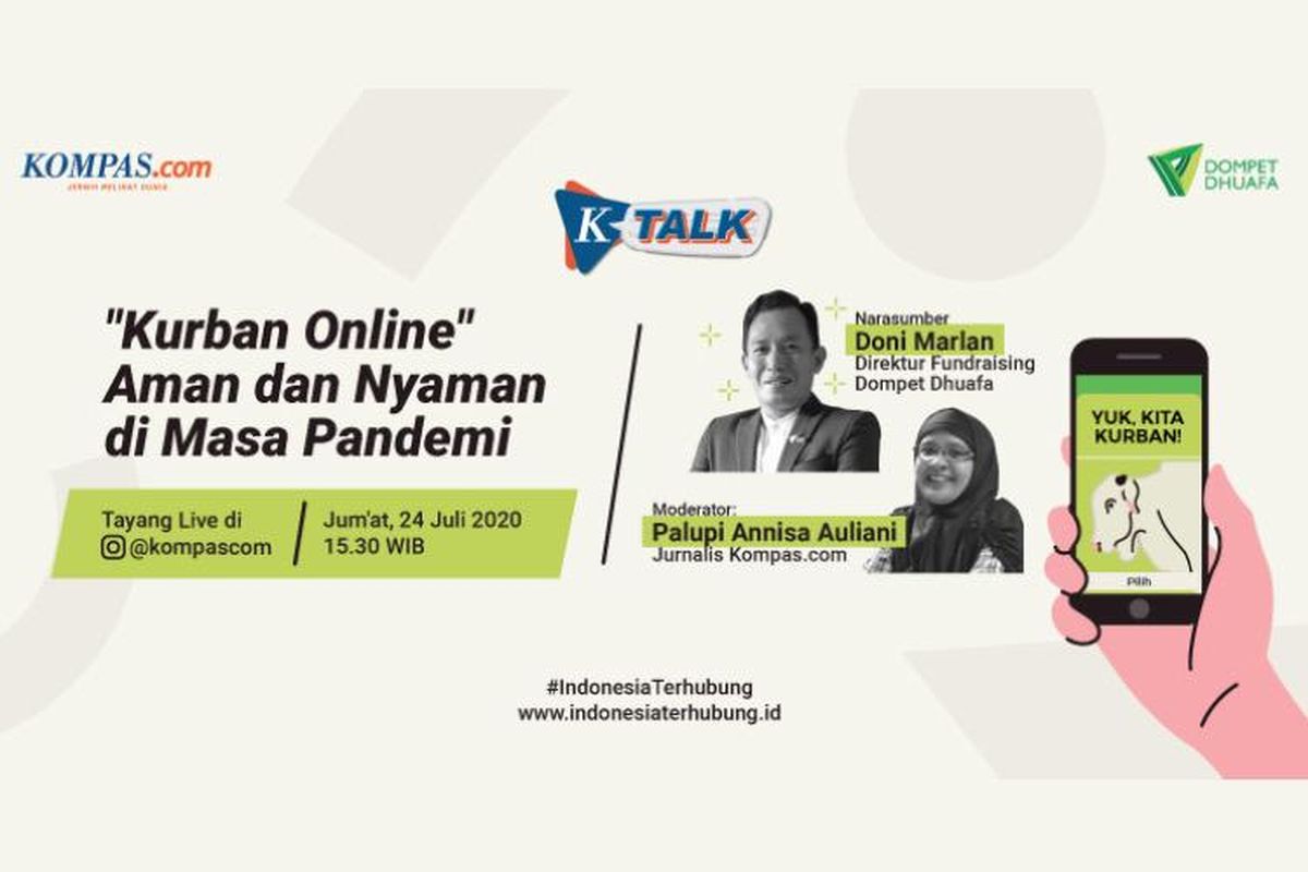 K-Talk Kurban Online Aman dan Nyaman di Masa Pandemi, Jumat (24/7/2020) pukul 15.30 WIB.