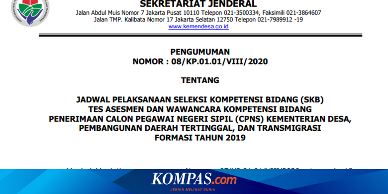 Kemendesa Pdtt Umumkan Tata Cara Pelaksanaan Skb Ini Informasinya Halaman All Kompas Com