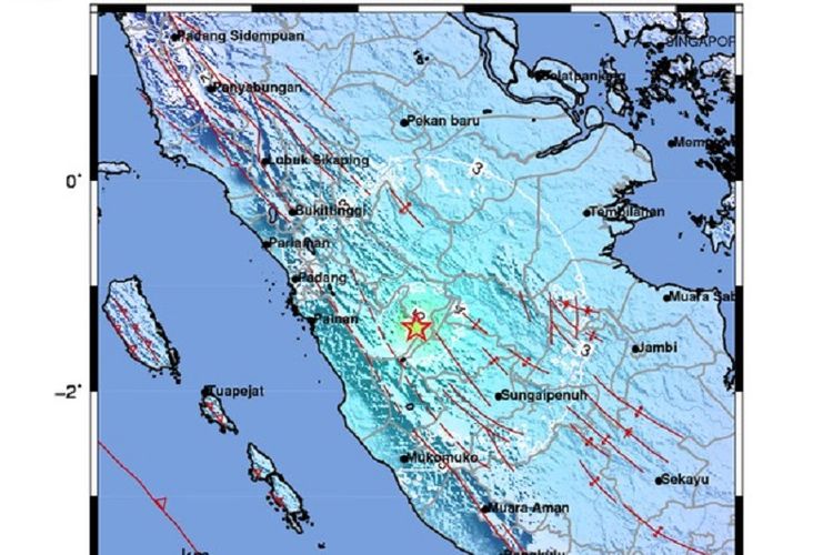 Peta guncangan gempa Solok Selatan