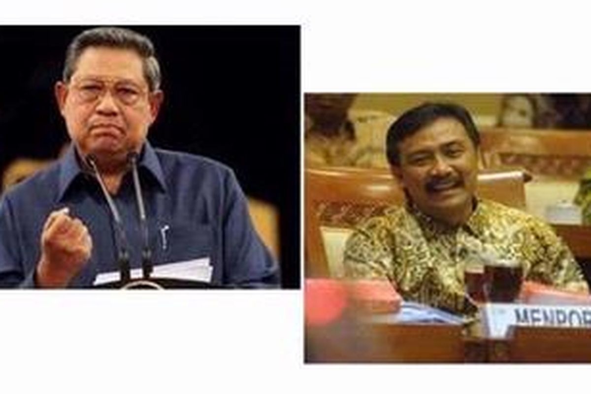 Presiden SBY yang juga Ketua Dewan Pembina Partai Demokrat (kiri) dan Menpora yang juga Sekretaris Dewan Pembina Demokrat (kanan)
