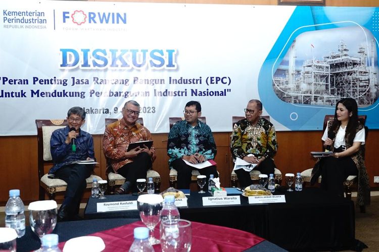Dhira Nandana pada Diskusi bertajuk Peran Penting Jasa Rancang Bangun Industri (EPC) Untuk Mendukung Pembangunan Industri Nasional yang digelar Forum Wartawan Industri (Forwin) di Jakarta, Jumat (9/6/2023).