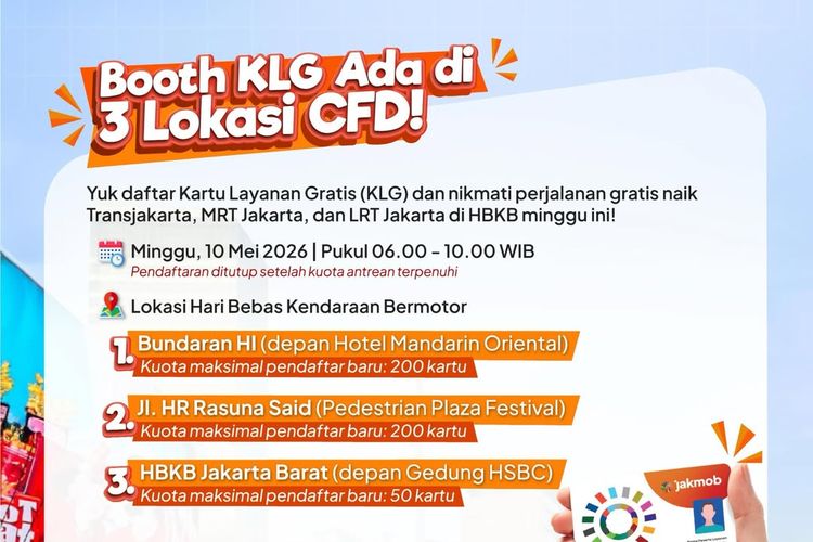 Ada Pendaftaran Kartu Gratis Transjakarta di CFD Rasuna Said Hari Ini, Kuota Terbatas