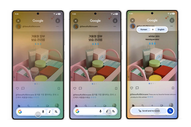 Cara pakai fitur Scroll and translate di Circle to Search
