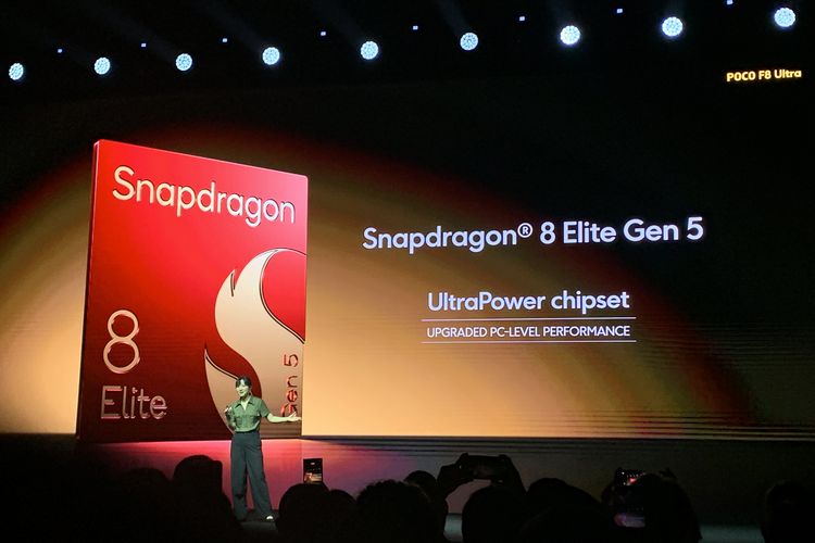 Chipset Poco F8 Ultra menggunakan Snapdragon 8 Elite Gen 5, sedangkan Poco F8 Pro dibekali chip Snapdragon 8 Elite.