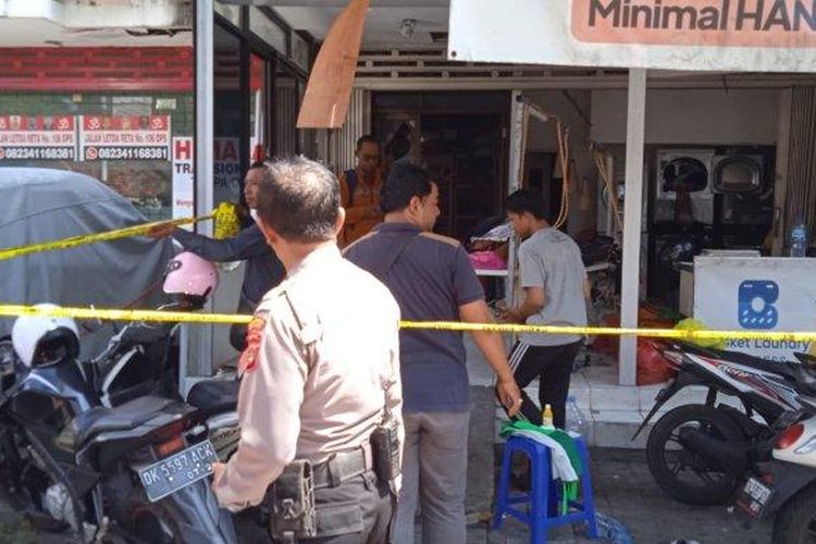 Ledakan keras terjadi di outlet Basket Laundry di Jalan Letda Reta nomor 106, Dangin Puri Klod, Denpasar Timur, Kota Denpasar, Bali, pada Selasa (28/5/2024)