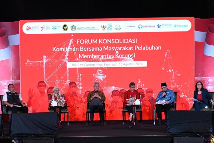 Pelindo menggelar diskusi bertajuk ?Forum Konsolidasi: Komitmen Bersama Masyarakat Peabuhan Memberantas Korupsi? di Jakarta, Selasa (15/8/2023). 