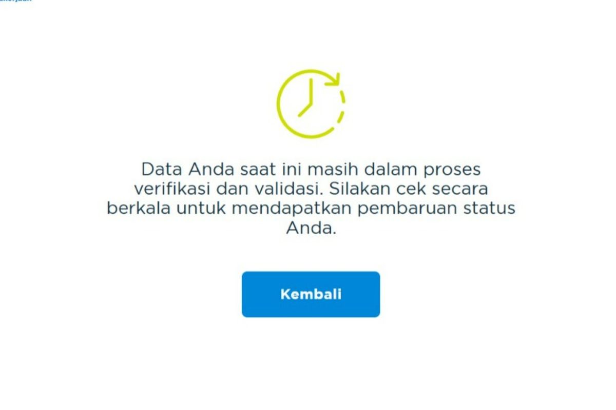 Ilustrasi tangkapan layar status BSU masih dalam proses verifikasi dan validasi.