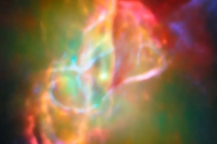 Nebula Kupu-kupu berlobus ganda, seperti yang terlihat oleh Teleskop Luar Angkasa James Webb
