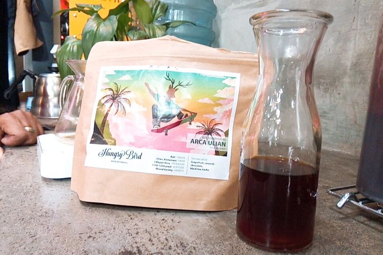 Hasil seduh kopi single origin Bali Kintamani Arca Ulian menggunakan metode V60 di Malbourne Coffee Co, Kota Malang, (8/1/2021).