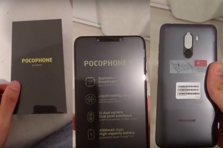 Xiaomi Pocophone F1 dalam bocoran video unboxing dan hands-on lansiran Slashleaks.