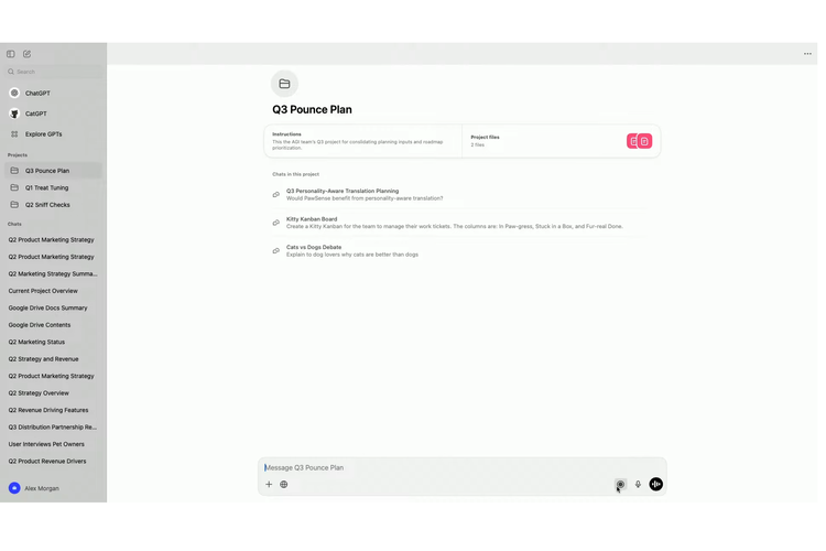 OpenAI juga memperkenalkan fitur ?record mode? yang bisa digunakan untuk mencatat percakapan atau sesi brainstorming. 
