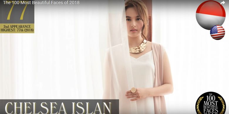 Chelsea Islan masuk daftar The 100 Most Beautiful Faces of 2018 versi TC Candler.