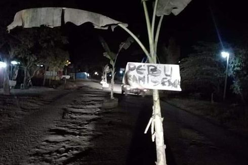 Protes Jalan Rusak, Warga L2 Kukar Tanam Pohon Pisang di Jalan