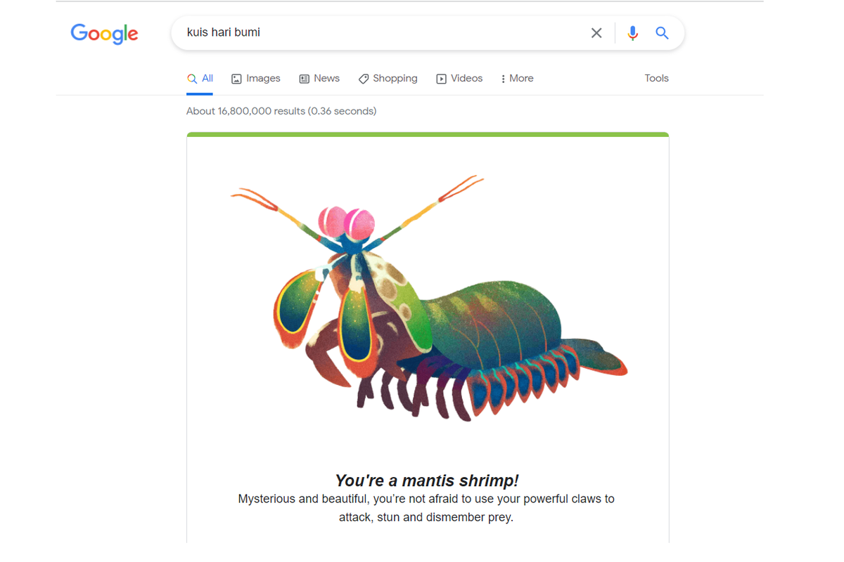 Ilustrasi Kuis Hari Bumi di Google.