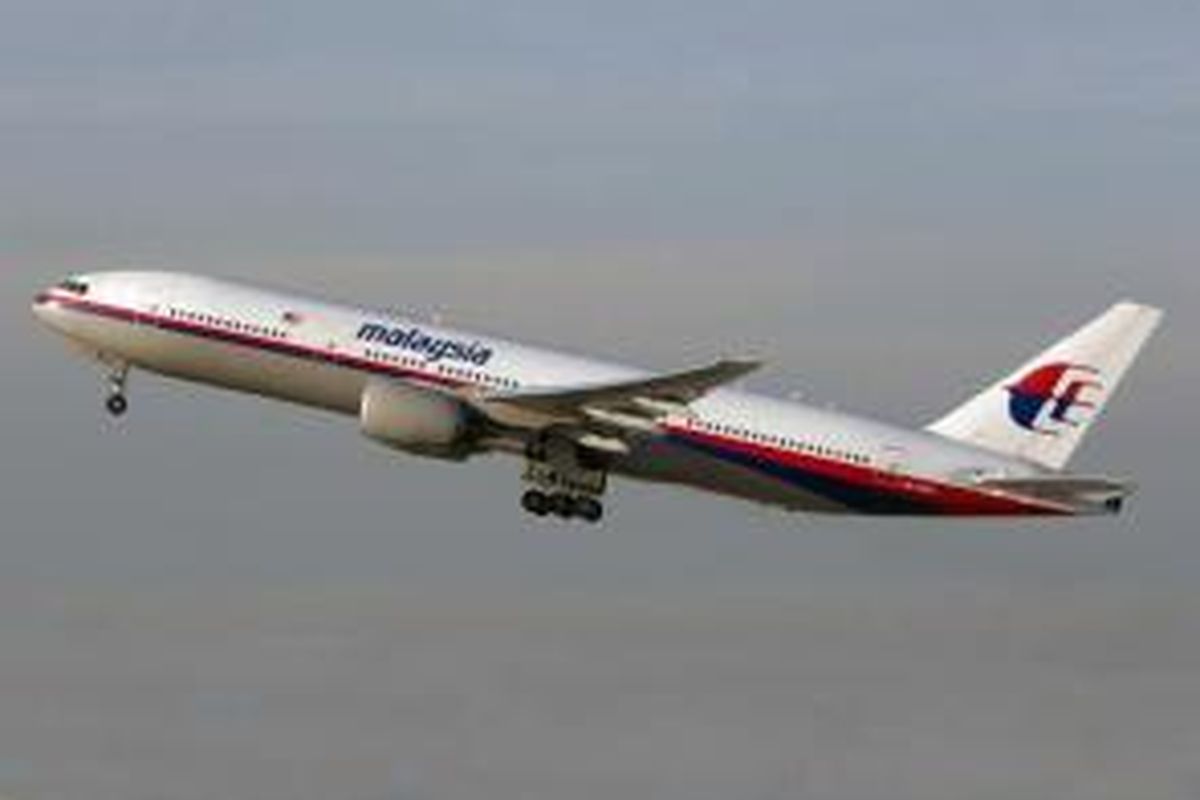 Malaysia Airlines Boeing 777-200 dengan kode 9M-MRD, pesawat sama yang jatuh di dekat perbatasan Ukraina - Rusia, Kamis (17/7/2014).