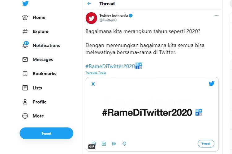 Tangkapan layar perihal rangkuman Twitter sepanjang 2020.