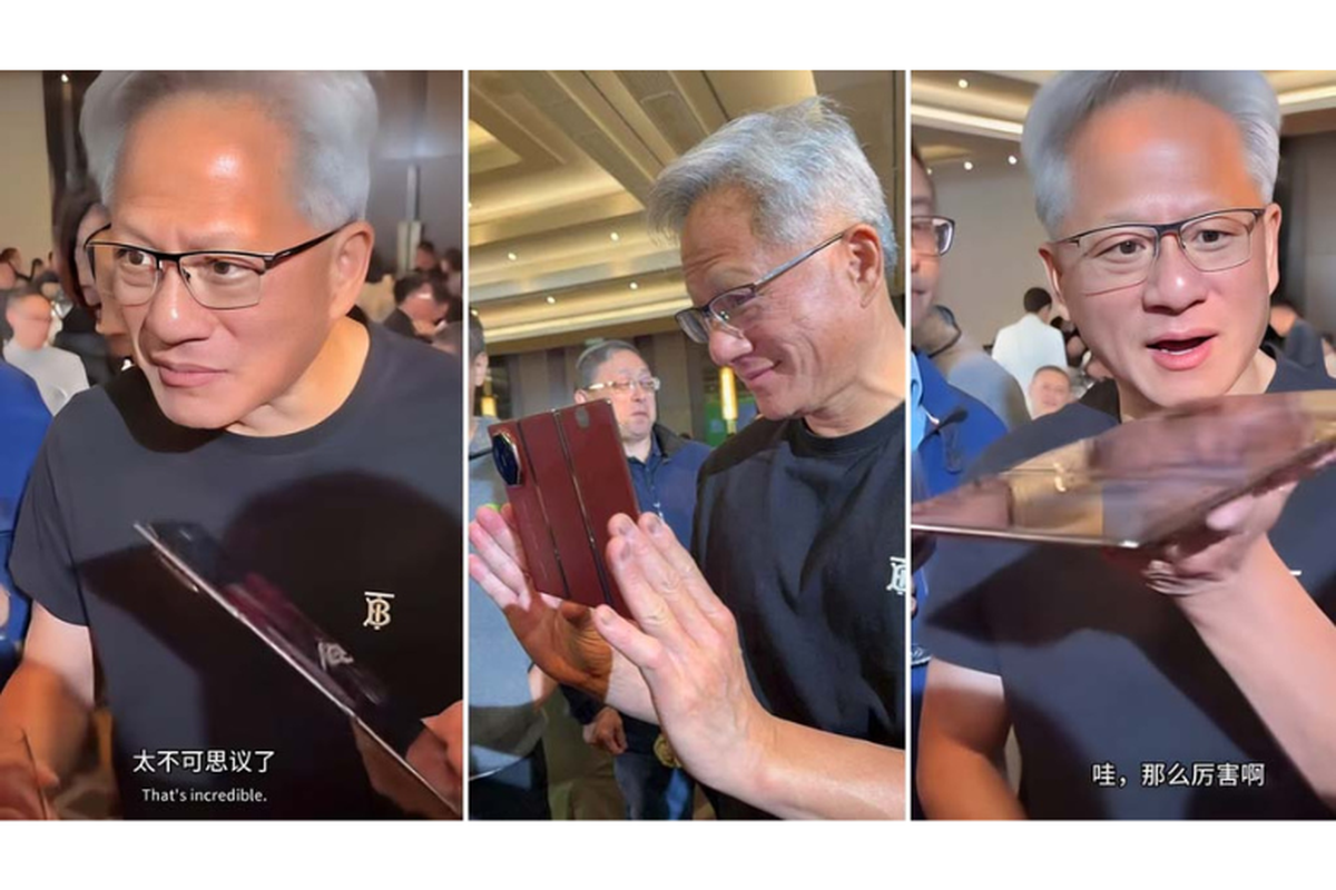 Chief Executive Officer (CEO) dan Founder NVIDIA Jensen Huang mengapresiasi inovasi yang dibawa Mate XT tri-fold.