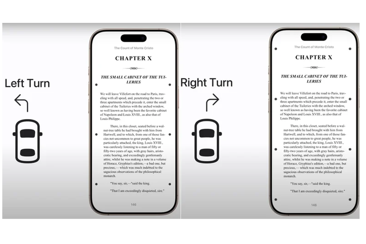 Saat fitur Vehicle Motion Cues di iPhone aktif, iPhone akan menampilkan titik-titik kecil yang bergerak di layar. Titik ini akan mengikuti arah gerakan kendaraan, seperti maju, mundur, atau berbelok.
