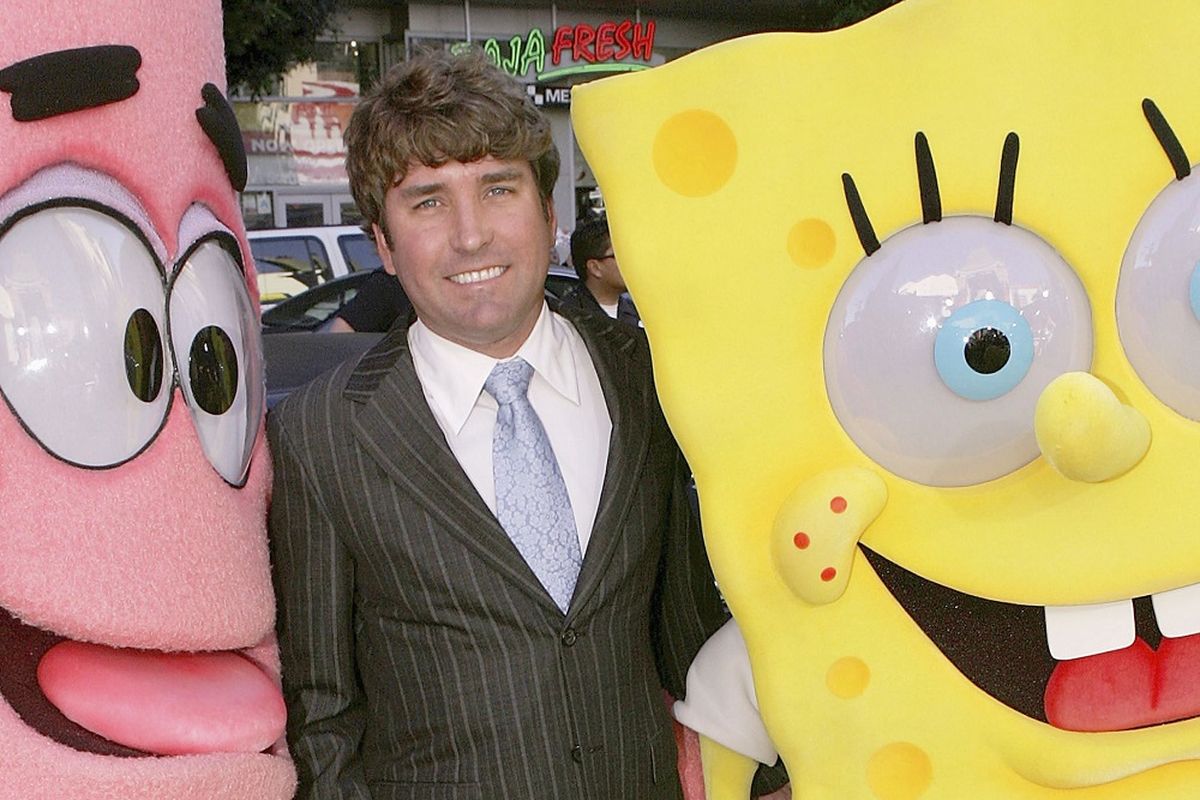 Sutradara dan kreator Spongebob SquarePants Stephen Hillenburg menghadiri pemutaran perdana film The Spongebob Squarepants Movie di Graumans Chinese Theatre. Los Angeles, California, pada 14 November 2014.