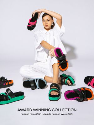 Salah satu koleksi MKS shoes yang masuk dalam Award Winning Collection, Fashion Force 2021, Jakarta Fashion Week 2021.