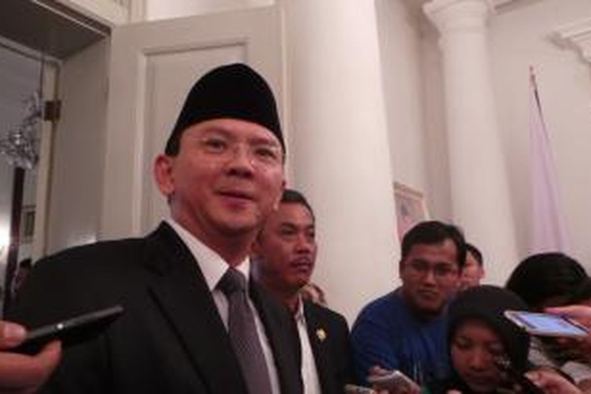 Gubernur DKI Jakarta Basuki Tjahaja Purnama bersama Ketua DPRD DKI Prasetio Edi Marsudi di Balai Kota, Kamis (13/8/2015). 