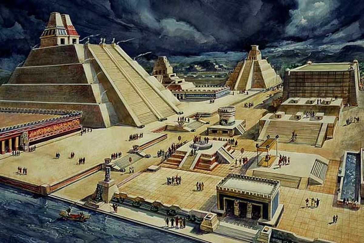 Tenochtitlan, ibu kota Kekaisaran Aztec.