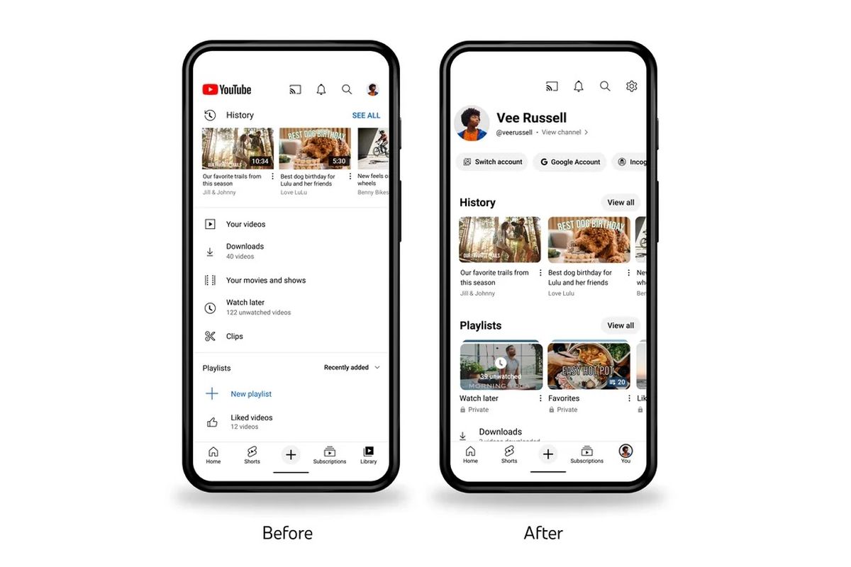 Fitur baru YouTube yaitu tab You yang hadir di aplikasi YouTube versi mobile.