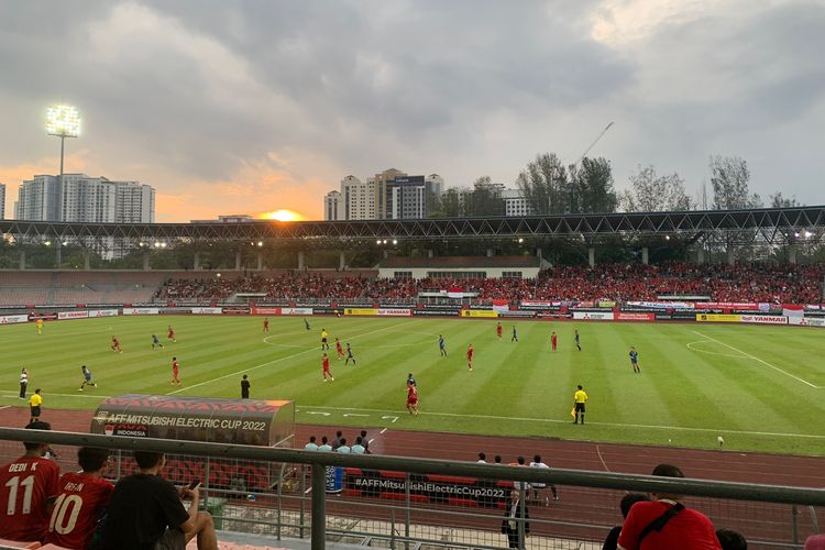 Suasana Stadion Kuala Lumpur saat laga Grup A Piala AFF 2022 antara timnas Indonesia dan Brunei berlangsung pada Senin (26/12/2022) sore WIB.
