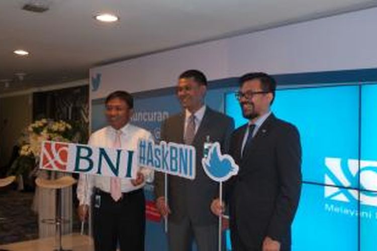 Kerjasama BNI dengan Twitter untuk hashtag #askbni di Jakarta, Rabu (2/12/2015).