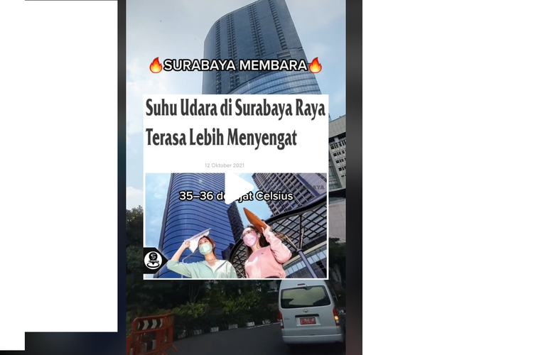 Di media sosial, sejumlah warganet mengeluhkan panasnya cuaca panas di Surabaya. Menurut BMKG, cuaca panas tak hanya di Surabaya. Suhunya bisa mencapai 36 derajat Celcius.