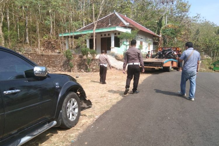 Lokasi Kecelakaan Mobil Pajero dan 3 Motor di Kapanewon Purwosari, Gunungkidul Minggu (13/6/2021)