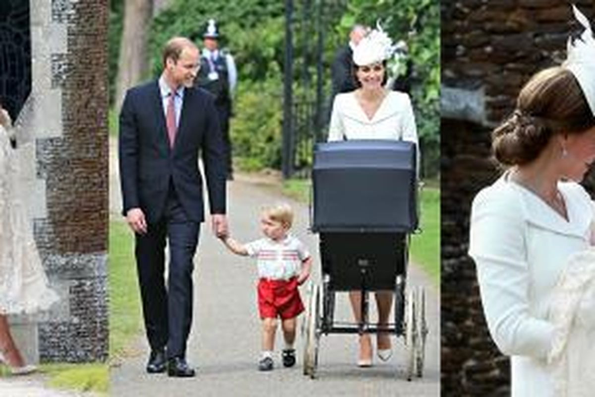Untuk kesempatan berbahagia ini Kate Middleton menjatuhkan pilihannya pada busana berwarna putih koleksi rumah mode Alexander McQueen yang elegan dan sederhana.